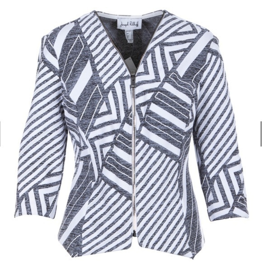 Joseph Ribkoff Structured Geometric Zip Jacket